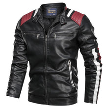Load image into Gallery viewer, 2019 Autumn Winter Men's Leather Jacket Casual Fashion Stand Collar Motorcycle Jacket Men Slim Style Quality Leather Jacket Men