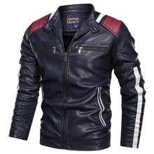 Load image into Gallery viewer, 2019 Autumn Winter Men's Leather Jacket Casual Fashion Stand Collar Motorcycle Jacket Men Slim Style Quality Leather Jacket Men