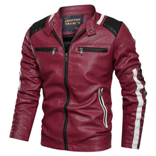 Load image into Gallery viewer, 2019 Autumn Winter Men's Leather Jacket Casual Fashion Stand Collar Motorcycle Jacket Men Slim Style Quality Leather Jacket Men