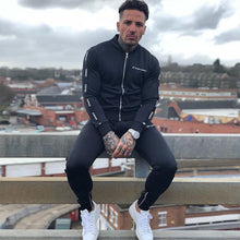 Load image into Gallery viewer, 2019 spring and autumn sports suit long sleeve zipper jacket for men outdoor running training fitness fashion jacket sports suit